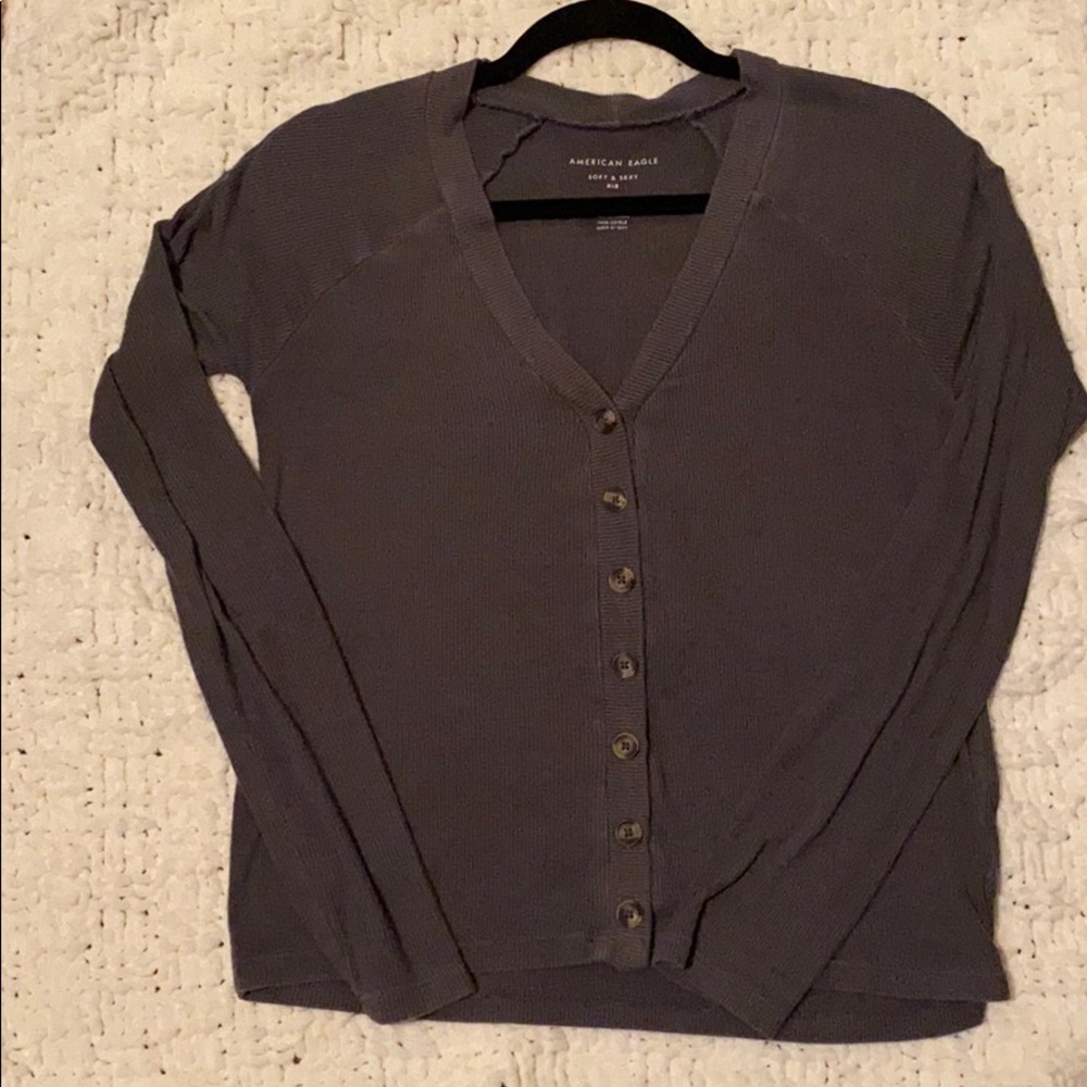 American eagle soft & sexy- Ribbed button sweater